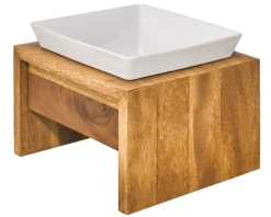 Artisan Double Bowl Dog Feeder With Wood Stand - Bamboo