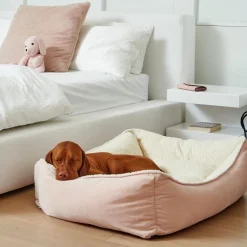 Bowsers Microvelvet Scoop Dog Bed in Pink