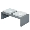 Ceramic Pet Bowls With Wood Stand For Dogs
