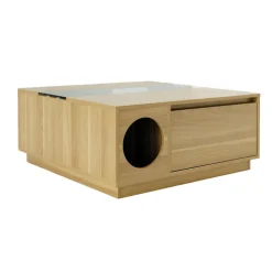 Coffee table with cat hideaway