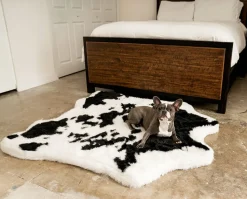 Faux Cowhide Rug Memory Foam Large Dog Bed