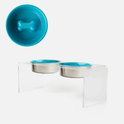 Hiddin ceramic slow feeder dog bowls with acrylic stand
