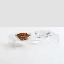 Hiddin Clear Glass Bowl Elevated Pet Feeder