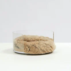 Hiddin Clear Lucite Round Cat & Dog Bed with Donut Cushion