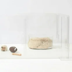 Hiddin Clear Lucite Round Cat & Dog Bed with Donut Cushion