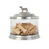 Match Pewter Glass Cookie Jar with Dog Finial