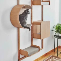 Miacara Alto Designer Cat Tower in Oak Wood