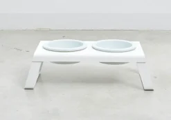 Miacara Desco Elevated Dog Feeder With High Quality Porcelain Pet Bowls