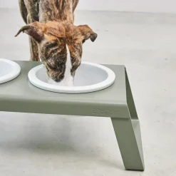 Miacara Desco Elevated Dog Feeder With High Quality Porcelain Pet Bowls