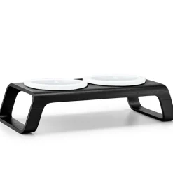 Miacara Desco Porcelain Cat Bowls With Elevated Wood Stand