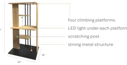 Modern Cat Tree with Scratching Post LED Lighting Perch Platforms