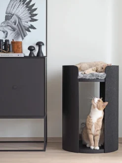 Modern Torre Cat Scratching Post With Cushion - Black