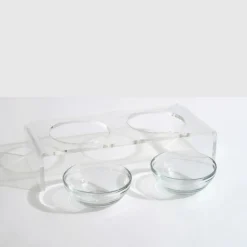 Pet Feeder with Glass Bowls, Acrylic Stand & Tray