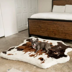 Pup Rug Faux Cowhide Memory Foam Large Dog Bed
