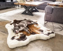 Pup Rug Faux Cowhide Memory Foam Large Dog Bed