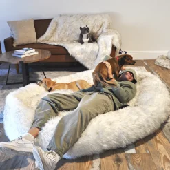 PupCloud Human-Size Faux Fur Memory Foam Dog Bed
