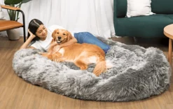 PupCloud Human-Size Faux Fur Memory Foam Dog Bed